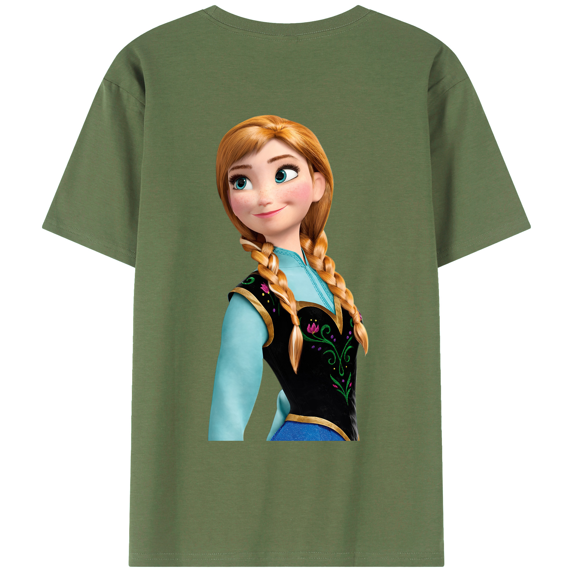 （画像用） アナと雪の女王 アンナ エルサ Frozen Anna Elsa 綿100％ メンズ半袖Tシャツ（バックプリント） 通気性